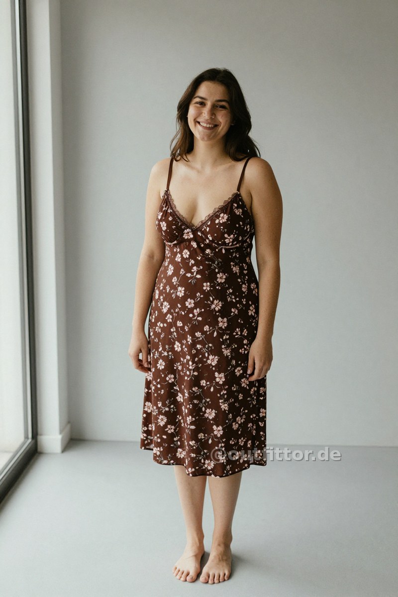 Brown nightgowns with floral pattern — Outfit #340